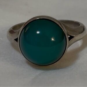Vintage Danish Sterling Silver Chrysoprase Ring By Artist Niels Erik
